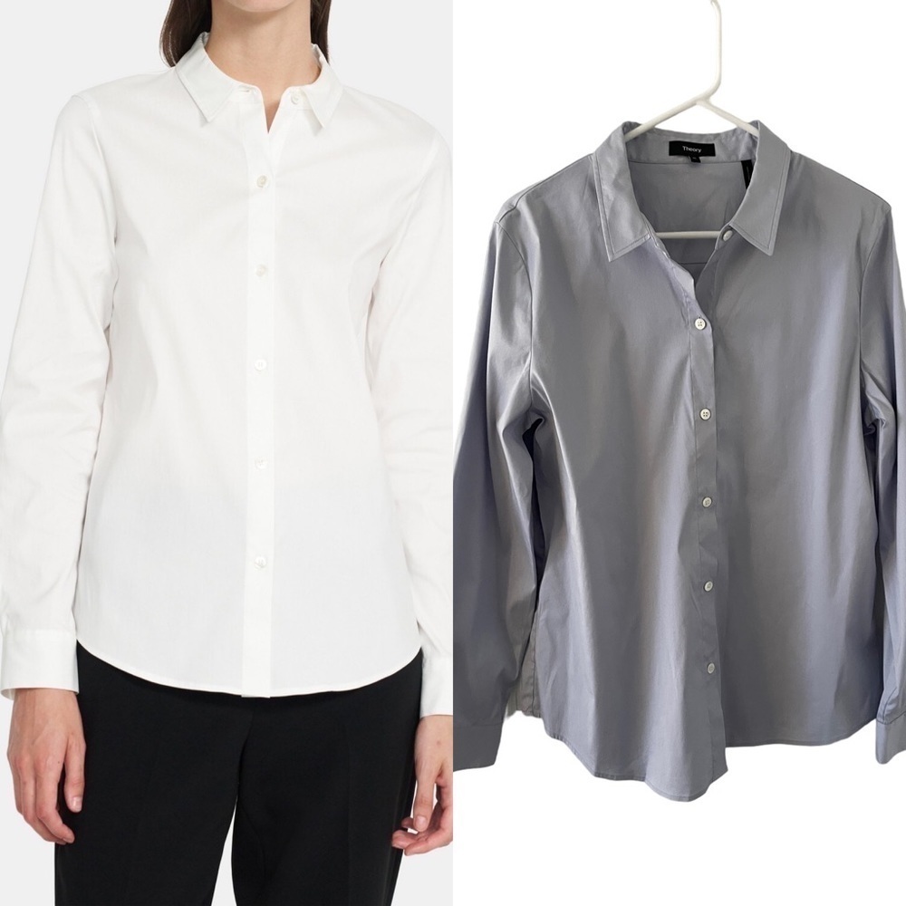 Theory Larissa 2 Precise Button Down Shirt Blue XL